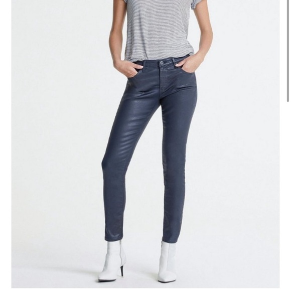 AG Adriano Goldschmied The Legging Ankle Vintage Leatherette Blue Coated Jean 30 - Picture 1 of 14